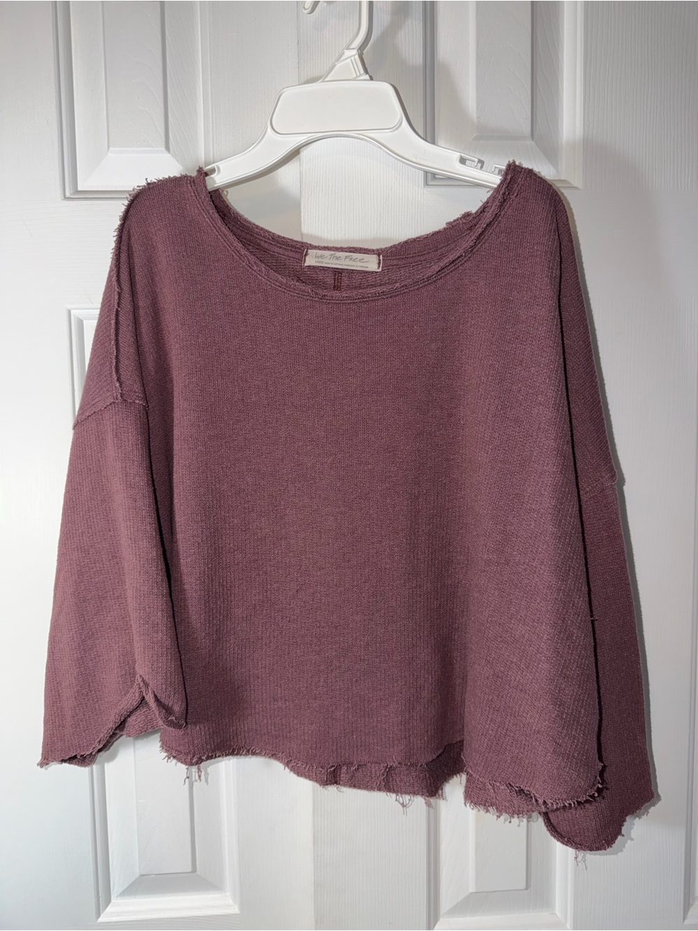 We The Free Mauve Boxy Raw-Hem Pullover